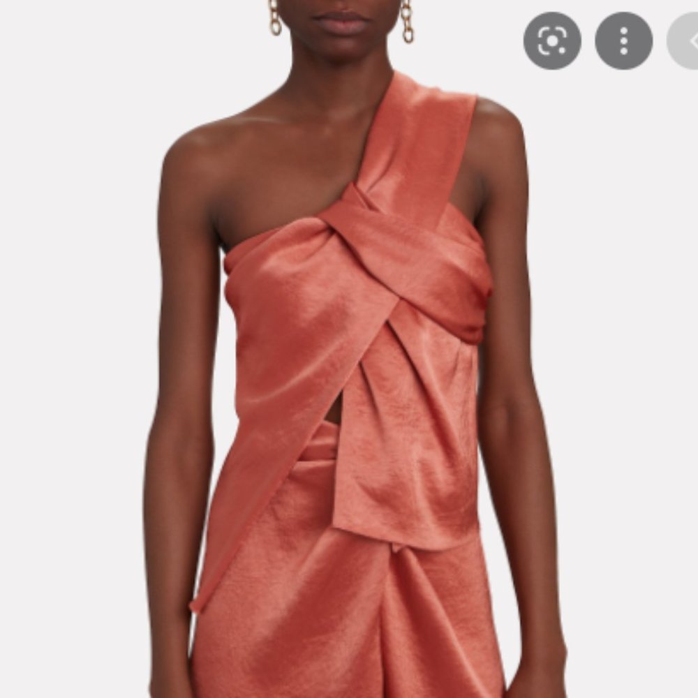 NANUSHKA Manon Satin One-Shoulder Top